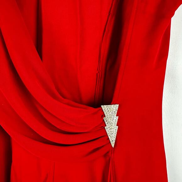 Tadashi Womens Red Cowl Neck Open Back Sleeveless Bodycon Long Dress Size S - Picture 9 of 16